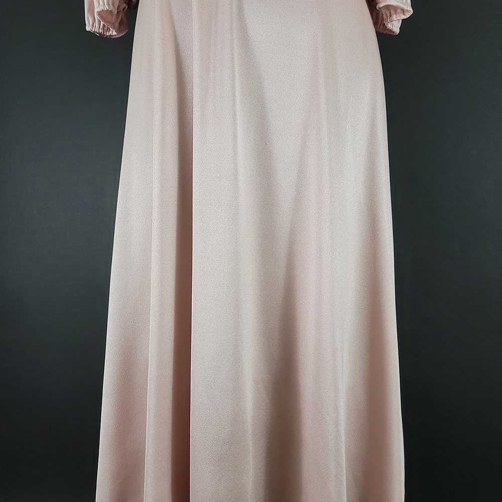70s Dusty Rose Macrame Collar Dress - image 8
