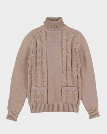 Beige With Pockets Knitted Jumper- M - image 1