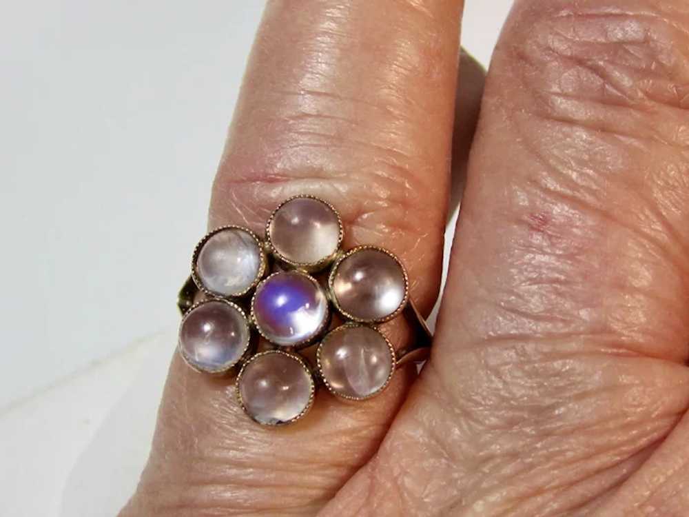 Antique Edwardian Moonstone Cluster Gold Ring - image 4