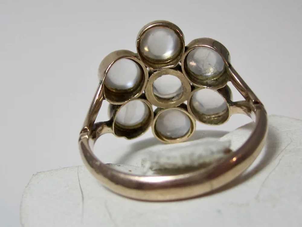 Antique Edwardian Moonstone Cluster Gold Ring - image 6