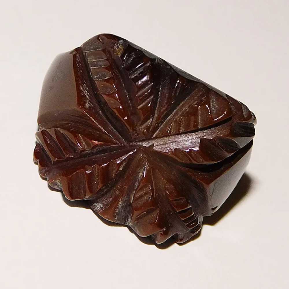 Gorgeous CARVED EARLY PLASTIC Chocolate Brown Vin… - image 2