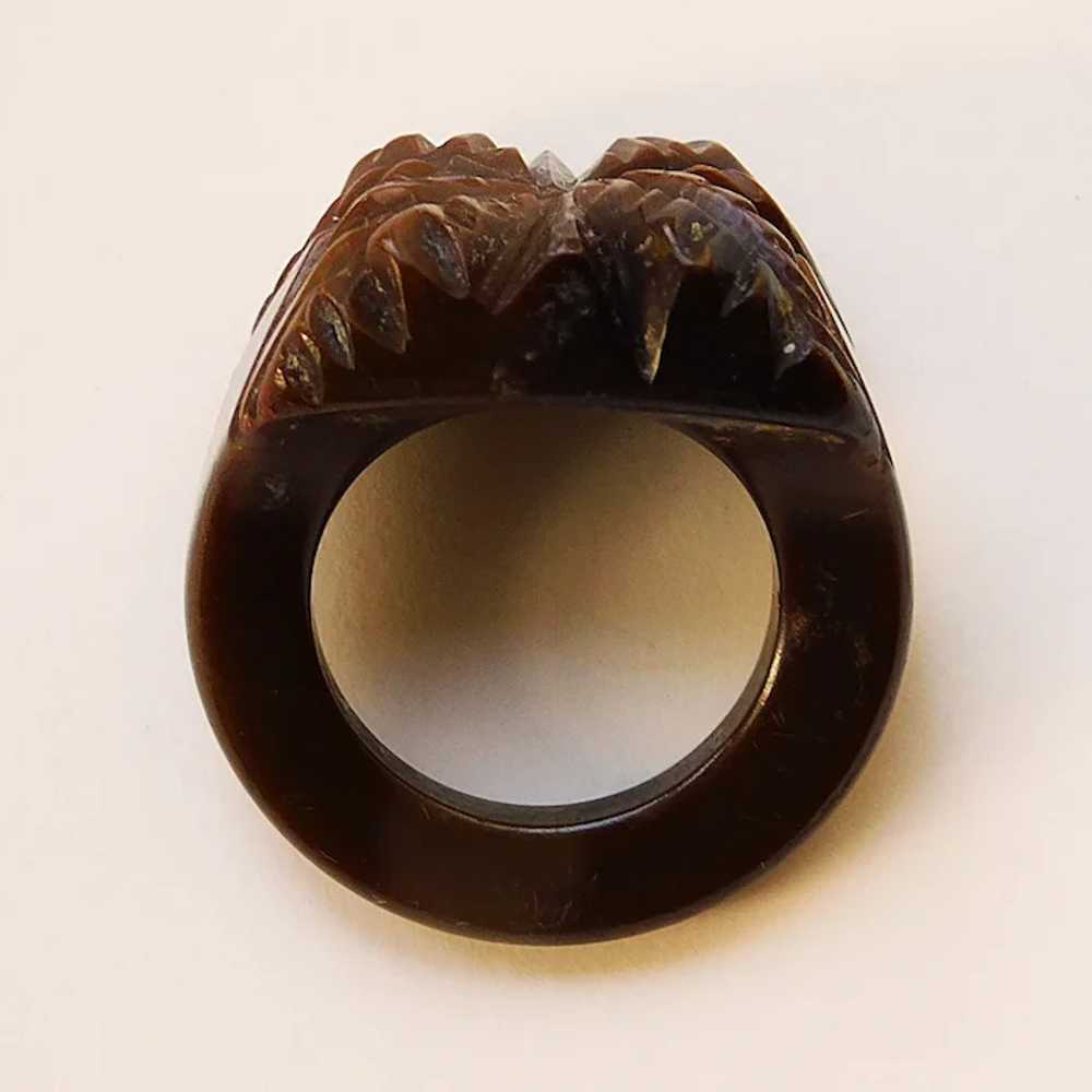 Gorgeous CARVED EARLY PLASTIC Chocolate Brown Vin… - image 3