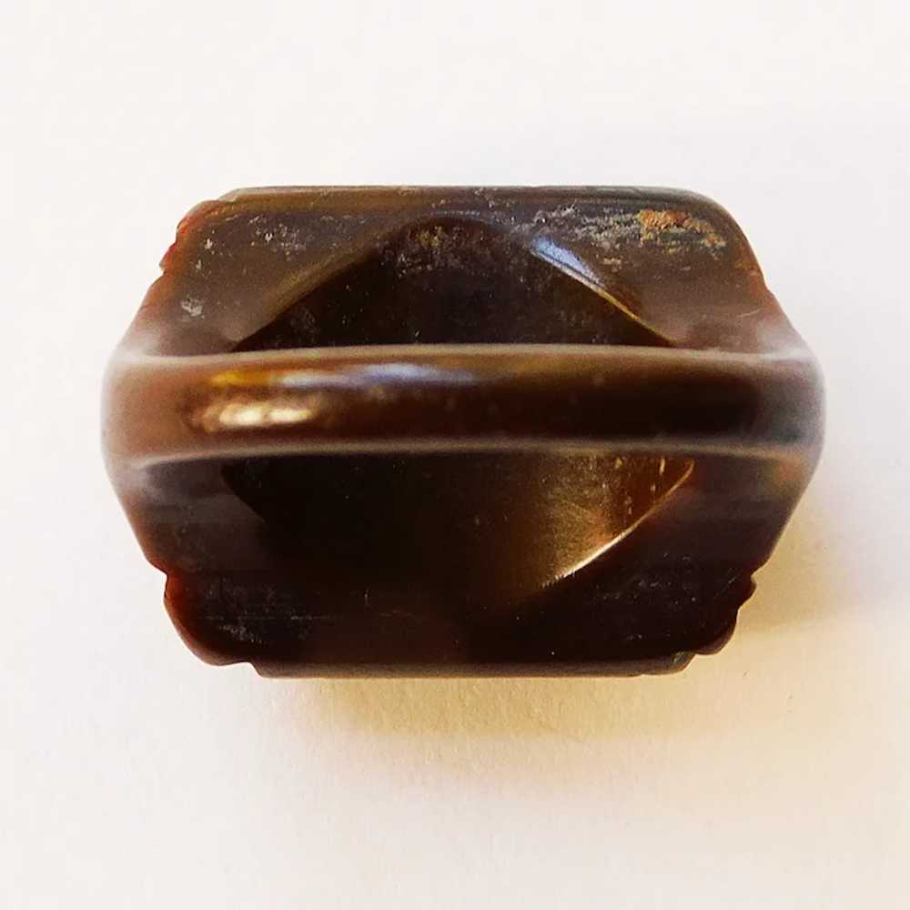 Gorgeous CARVED EARLY PLASTIC Chocolate Brown Vin… - image 4