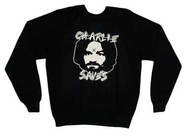 トップス 90s Charles Manson vintage sweat Vintage Charles Manson Shirt Men XL Black 90s Milk Mustache