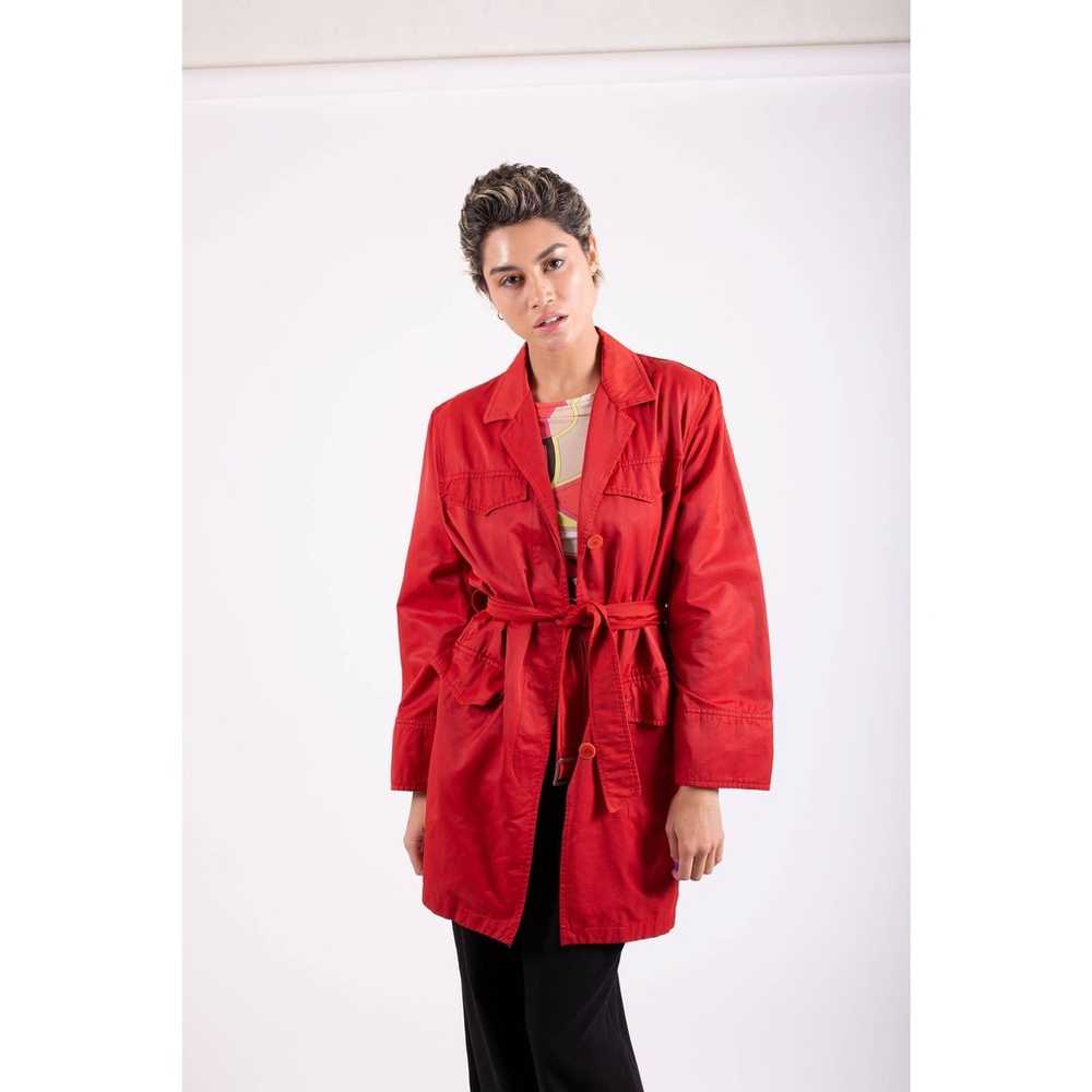 Burberry BURBERRY Vintage Red Cotton Trench Coat … - image 3