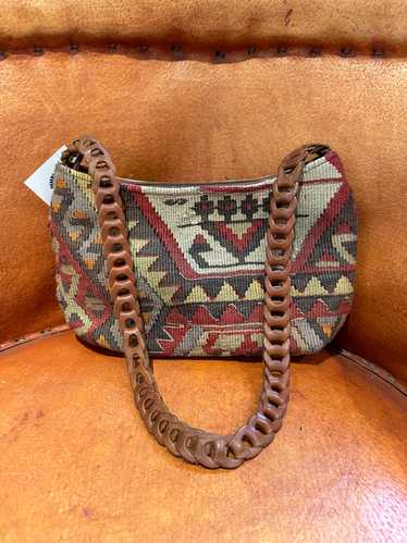 Turkis Kilim Wool and Leather Purse - image 1