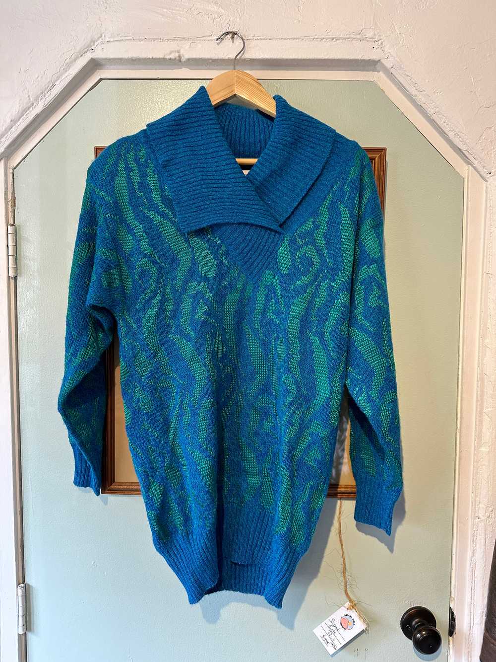 Rayon Blend Shawl Neck Sweater by Wenjilli - image 1