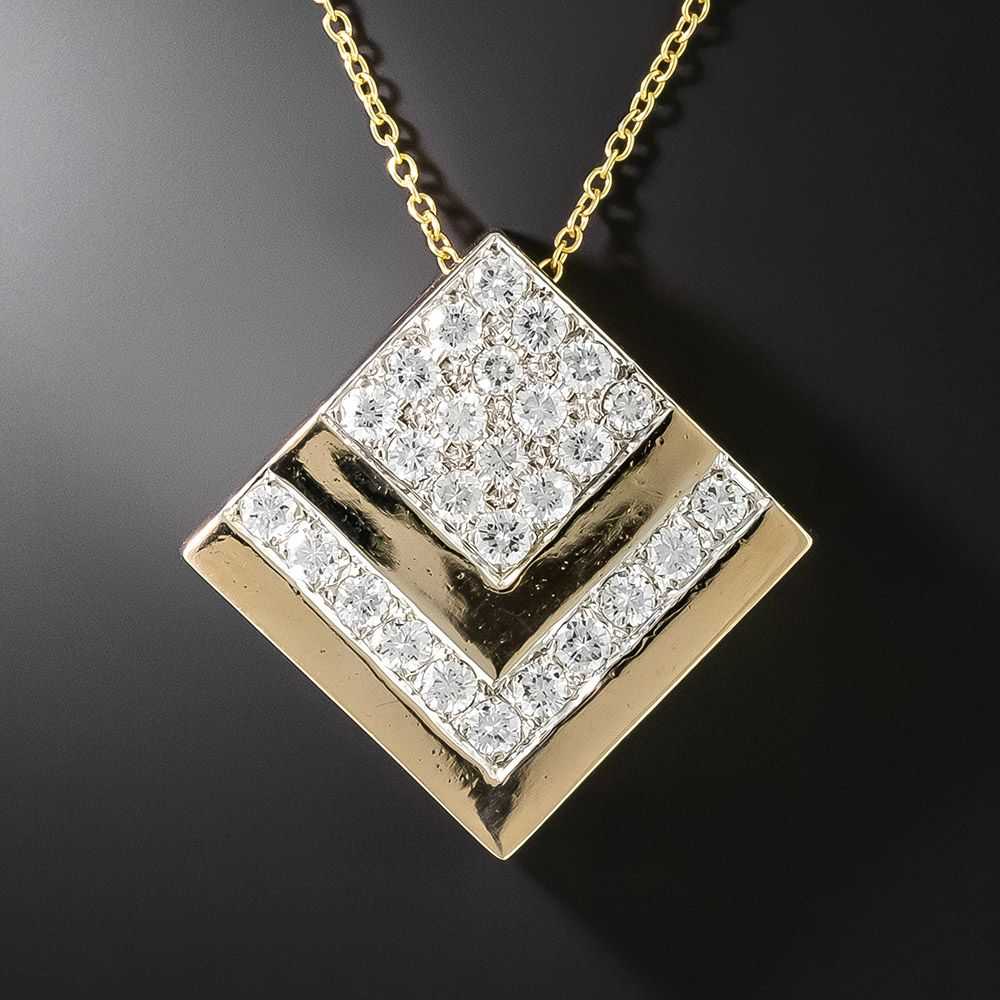 Estate Diamond Chevron Pendant - image 1