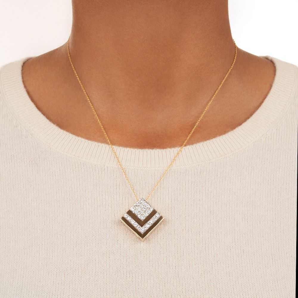 Estate Diamond Chevron Pendant - image 3