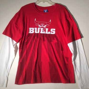 Vintage NBA Chicago Bulls Red Black Pinstripe Jersey Shirt #66 Size Large  Logo