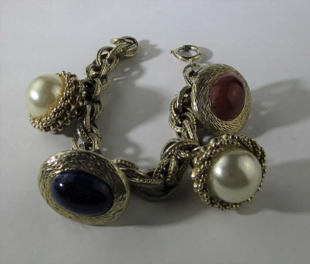 Mid Century Bracelet Signed Germany With Four Gol… - image 12