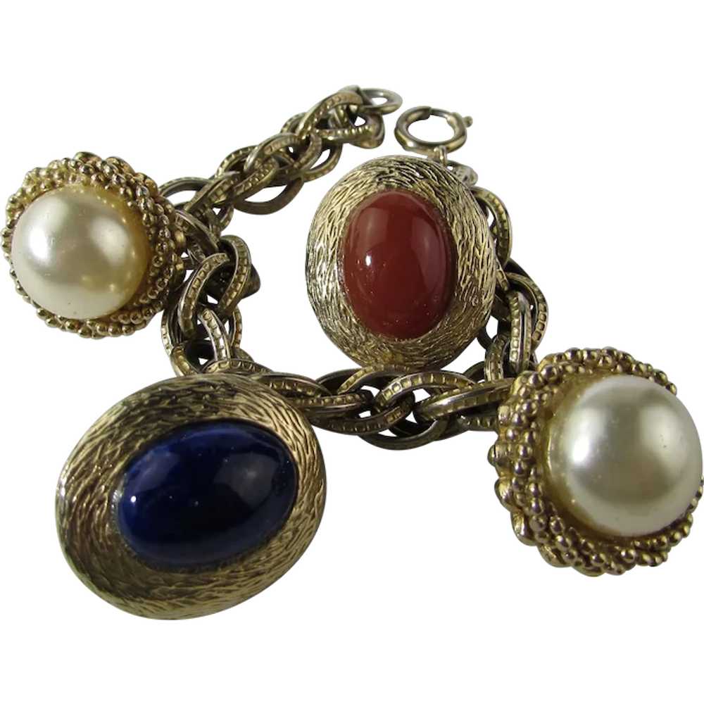 Mid Century Bracelet Signed Germany With Four Gol… - image 1