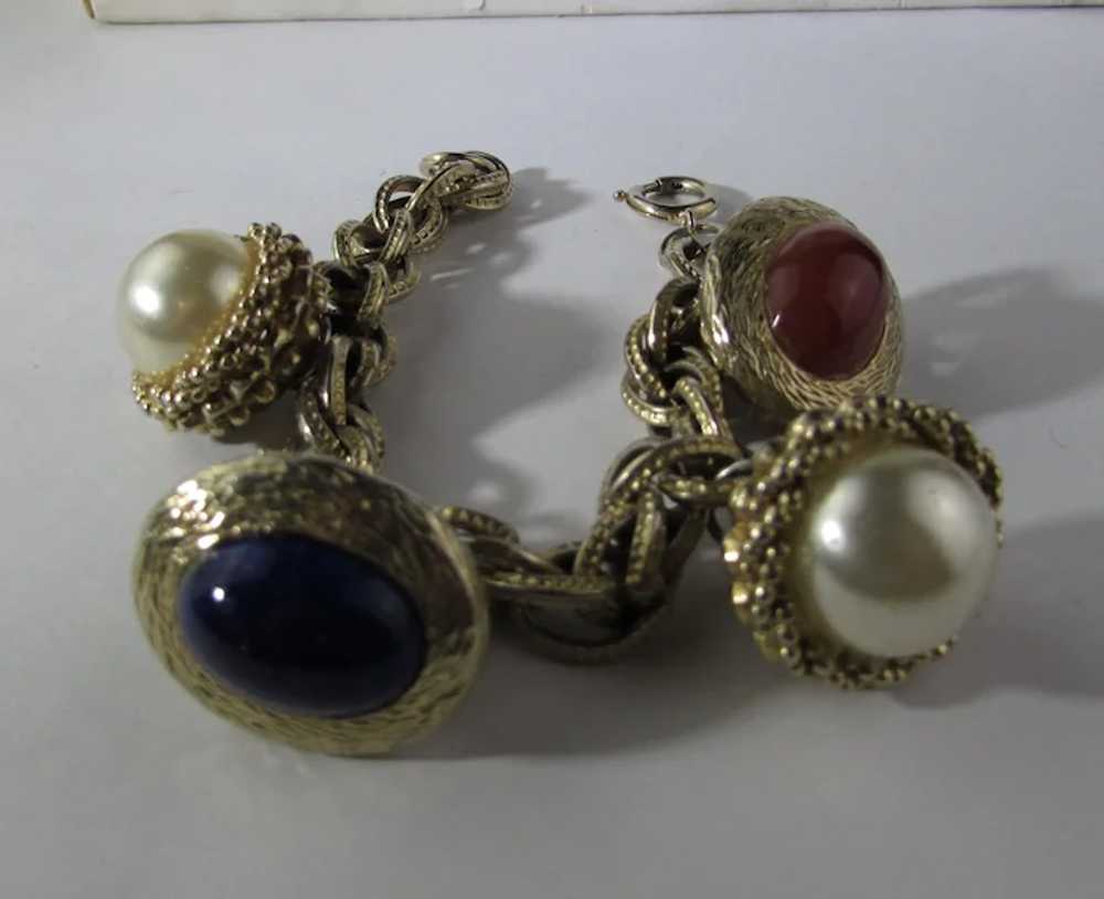 Mid Century Bracelet Signed Germany With Four Gol… - image 2