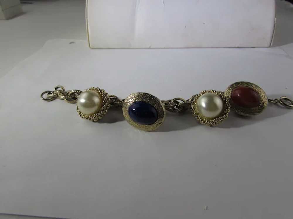 Mid Century Bracelet Signed Germany With Four Gol… - image 3