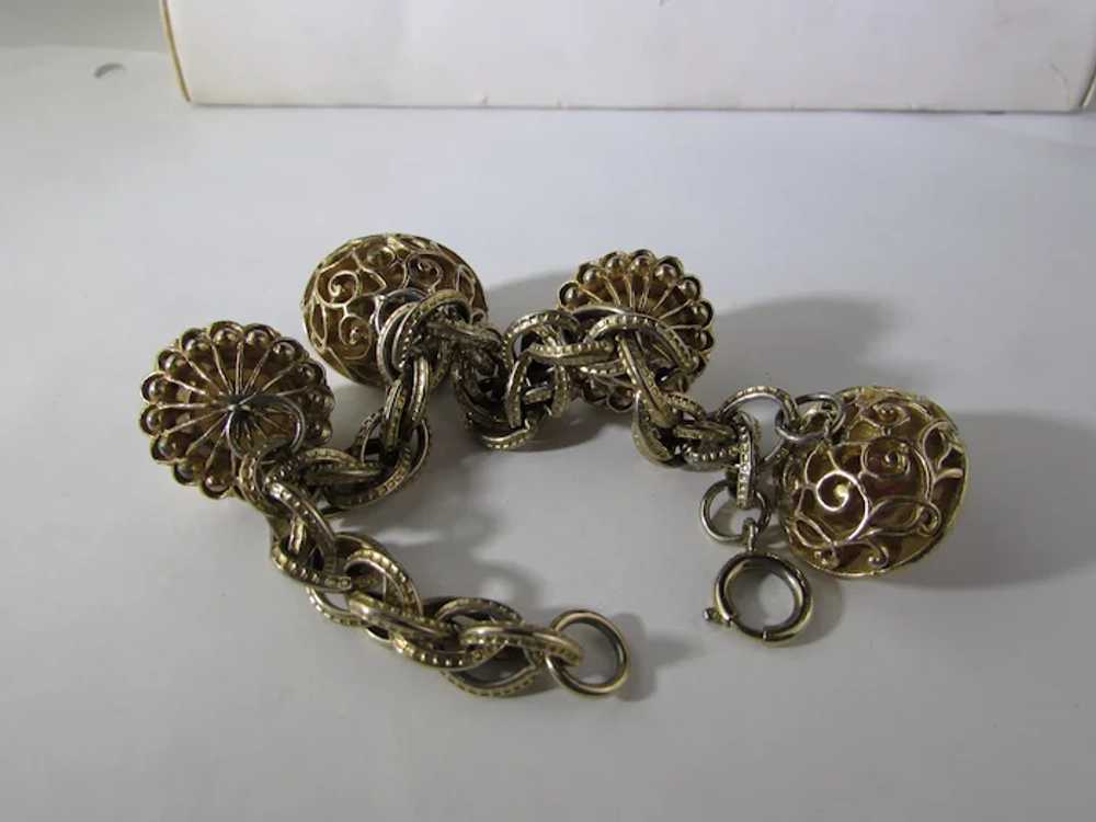 Mid Century Bracelet Signed Germany With Four Gol… - image 6