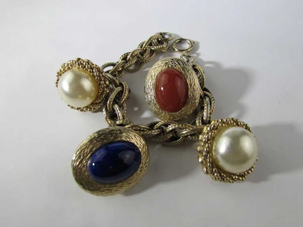 Mid Century Bracelet Signed Germany With Four Gol… - image 7