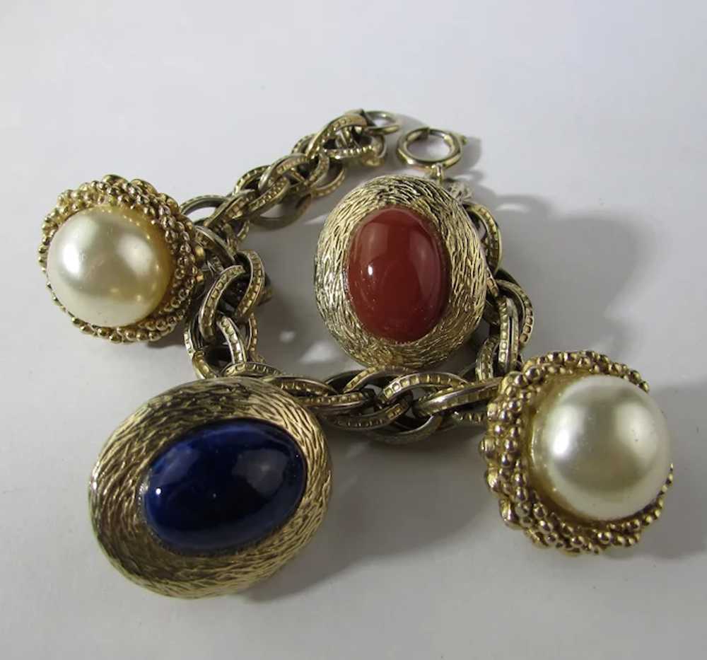 Mid Century Bracelet Signed Germany With Four Gol… - image 8