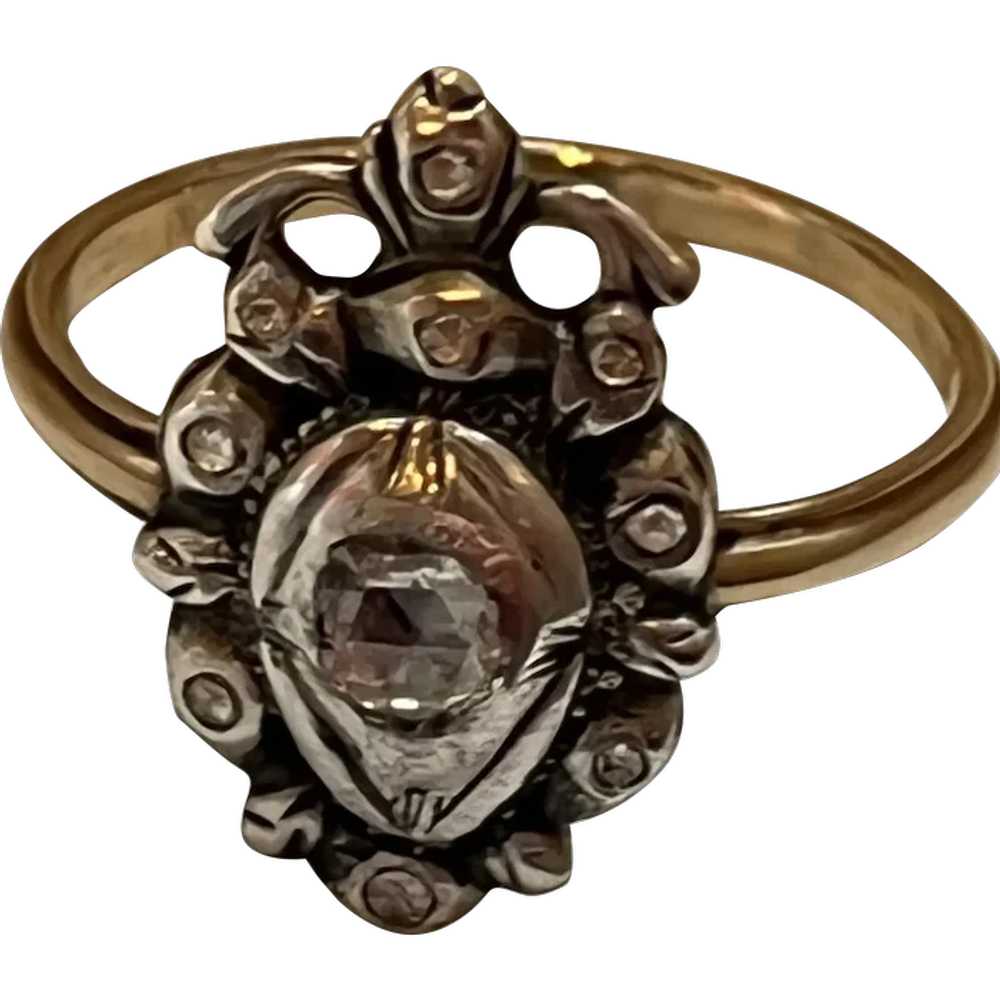 Georgian Heart and Crown Ring, Rose Cut diamond - image 1