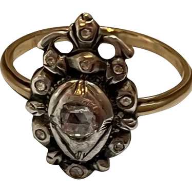 Georgian Heart and Crown Ring, Rose Cut diamond - image 1