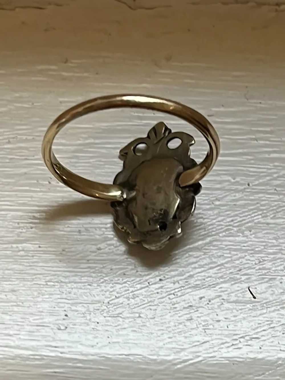 Georgian Heart and Crown Ring, Rose Cut diamond - image 3