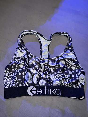 Ethika Women's Sports Bra Black Multicolor Racerback Activewear Yoga