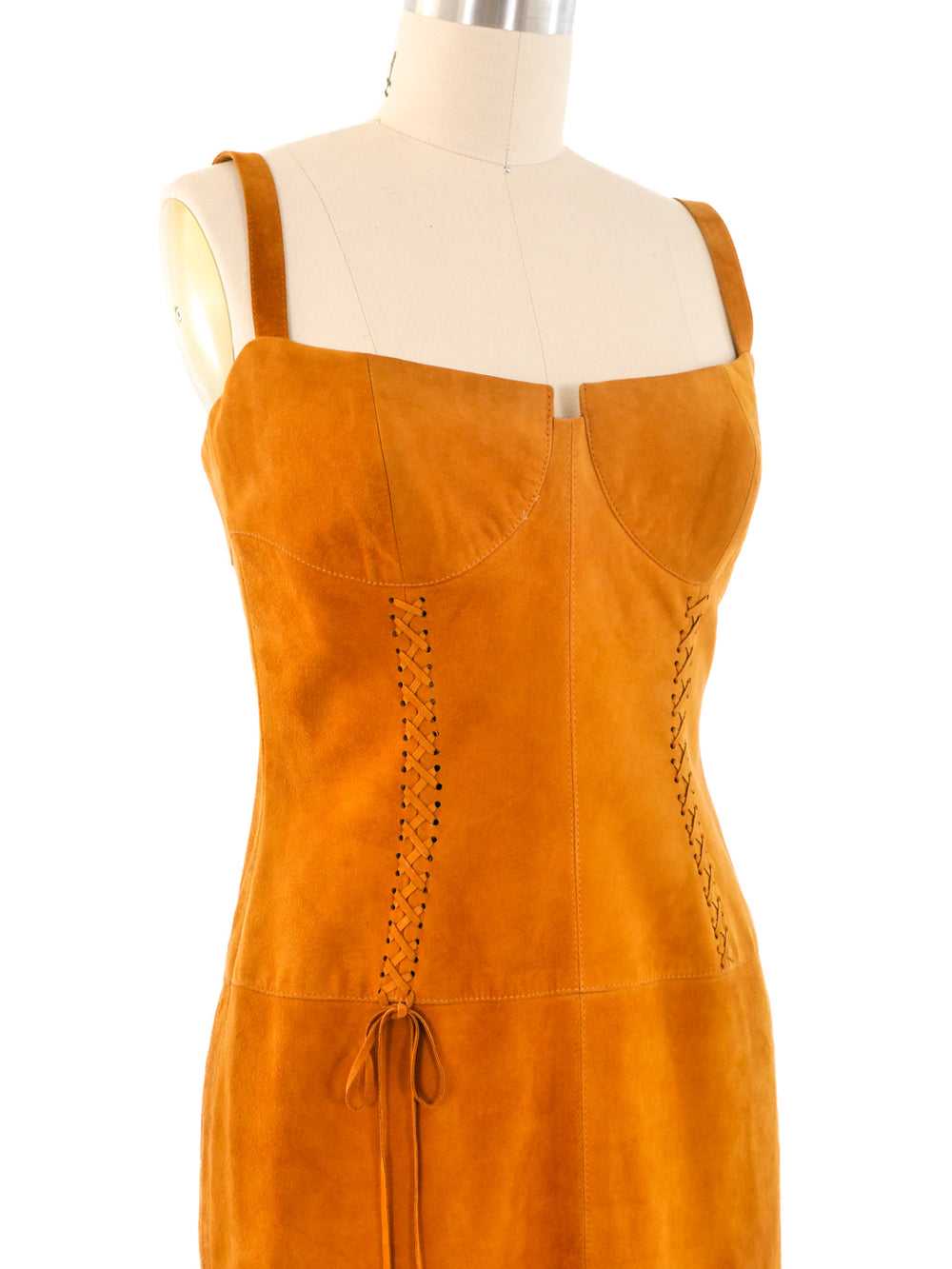 Escada Suede Bustier Dress - image 4