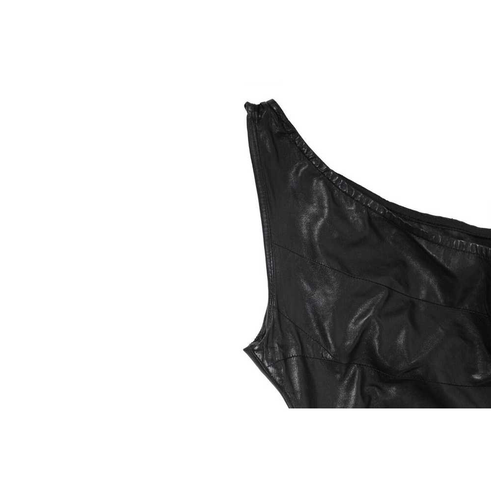 Balmain Mini Dress Black Lamb Leather One Shoulde… - image 11