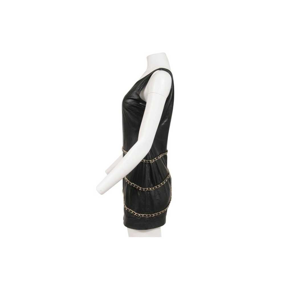 Balmain Mini Dress Black Lamb Leather One Shoulde… - image 3