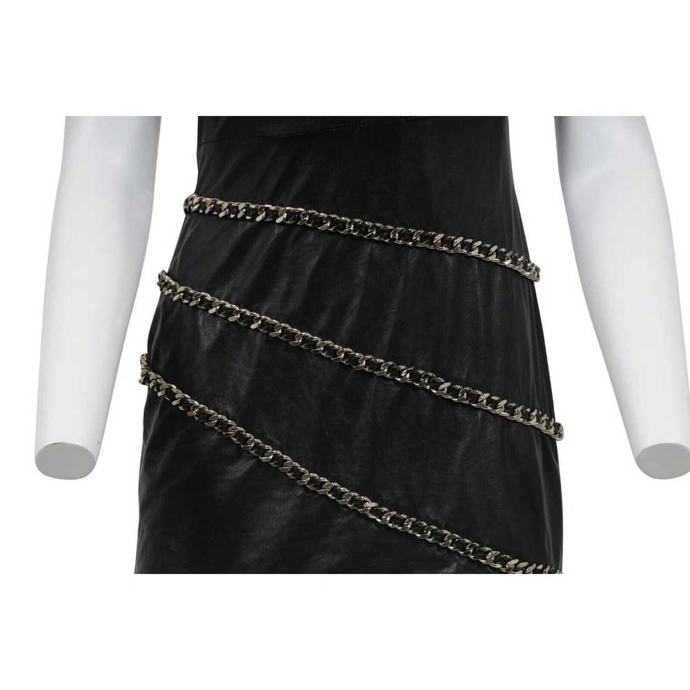 Balmain Mini Dress Black Lamb Leather One Shoulde… - image 4