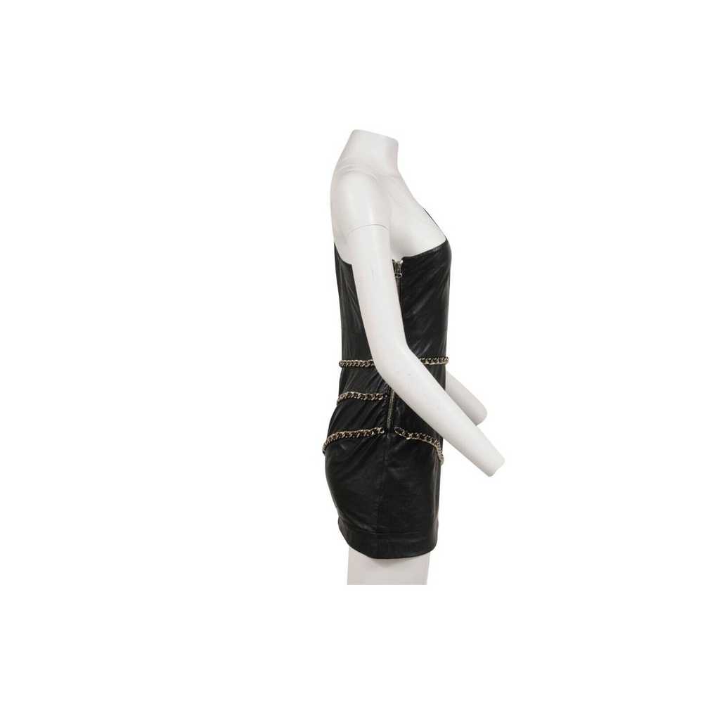 Balmain Mini Dress Black Lamb Leather One Shoulde… - image 6