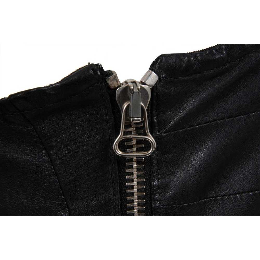 Balmain Mini Dress Black Lamb Leather One Shoulde… - image 7