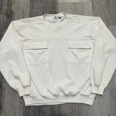 Vintage VTG White Double Chest Pocket Blank 90s C… - image 1