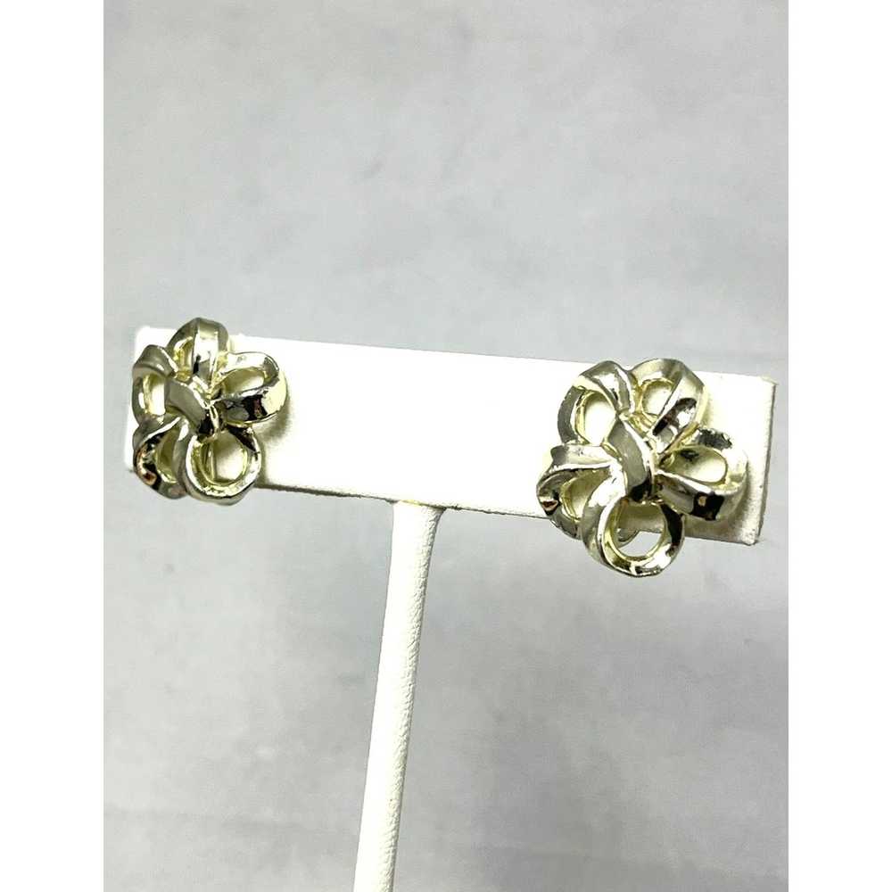 Vintage Vintage Gold Tone Bow Earrings - image 3