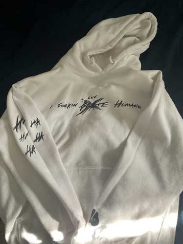 Bad × Revenge I fuckin luv humans hoodie (white)