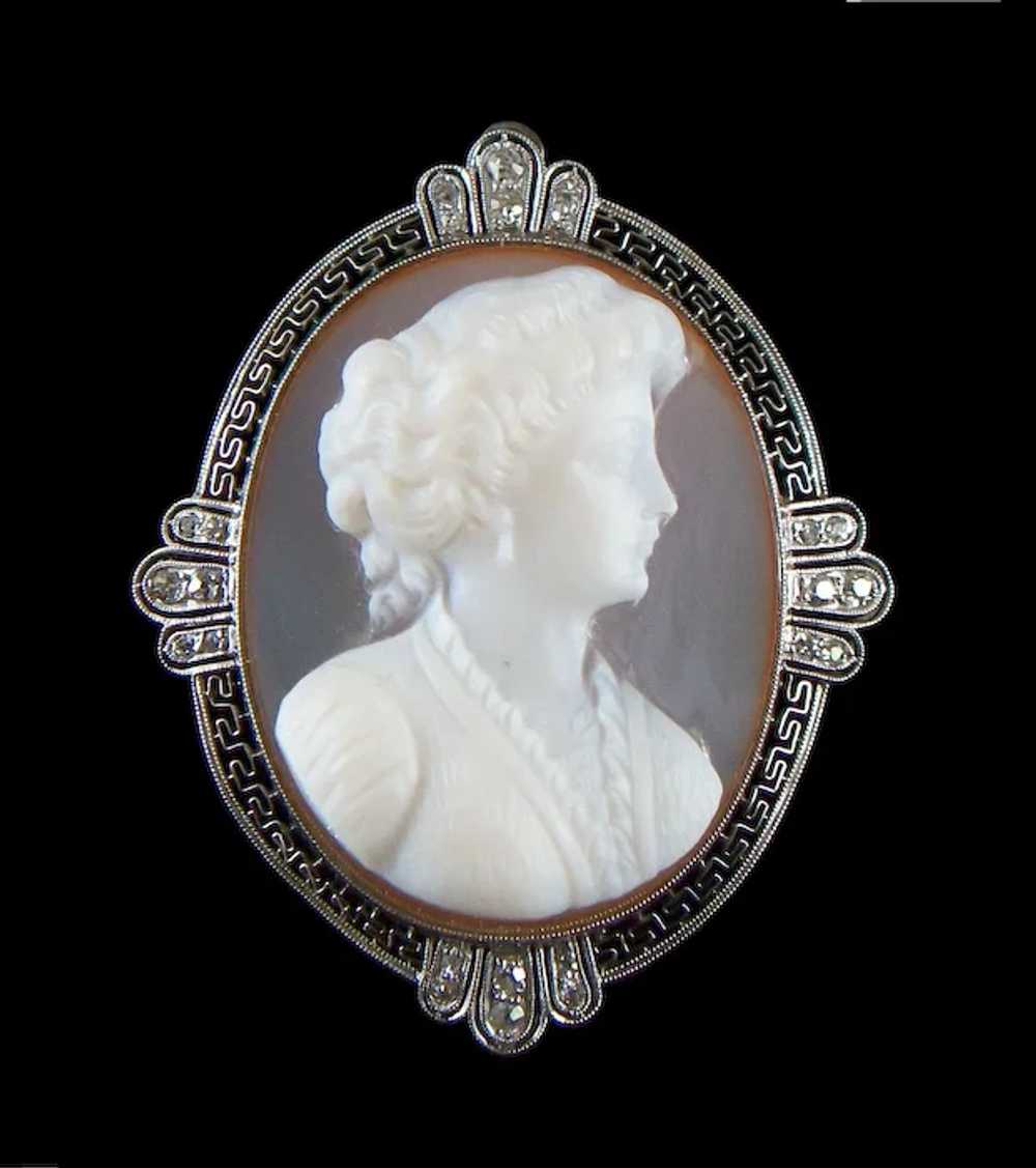 Belle Époque Platinum & Sardonyx Cameo Brooch/Pen… - image 11