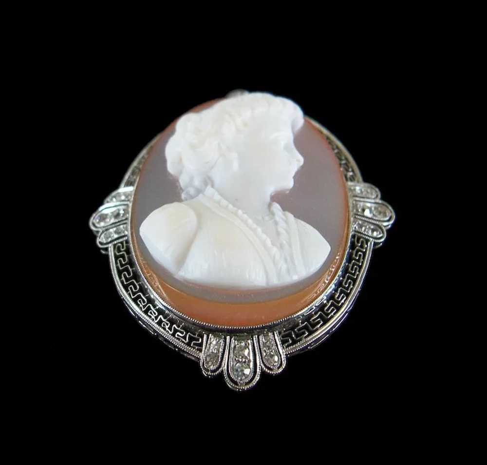 Belle Époque Platinum & Sardonyx Cameo Brooch/Pen… - image 7