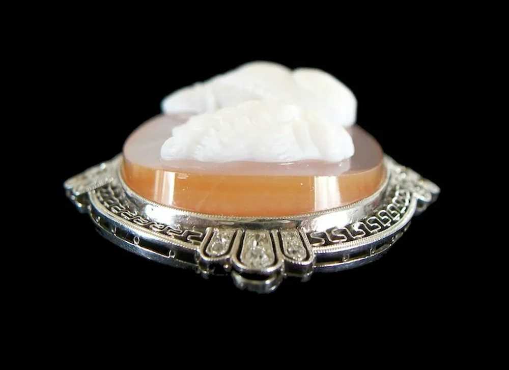 Belle Époque Platinum & Sardonyx Cameo Brooch/Pen… - image 8