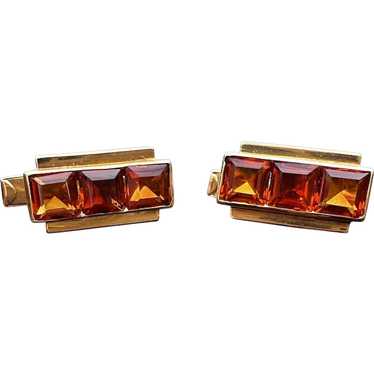 18K Yellow Gold and Citrine Cufflinks - image 1