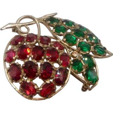 Vintage Austrian Crystal Apple  Brooch