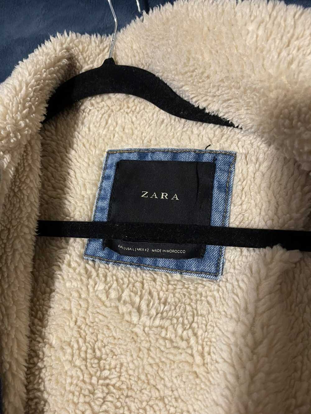 Zara Zara Denim Sherpa Jacket Size Large - image 3