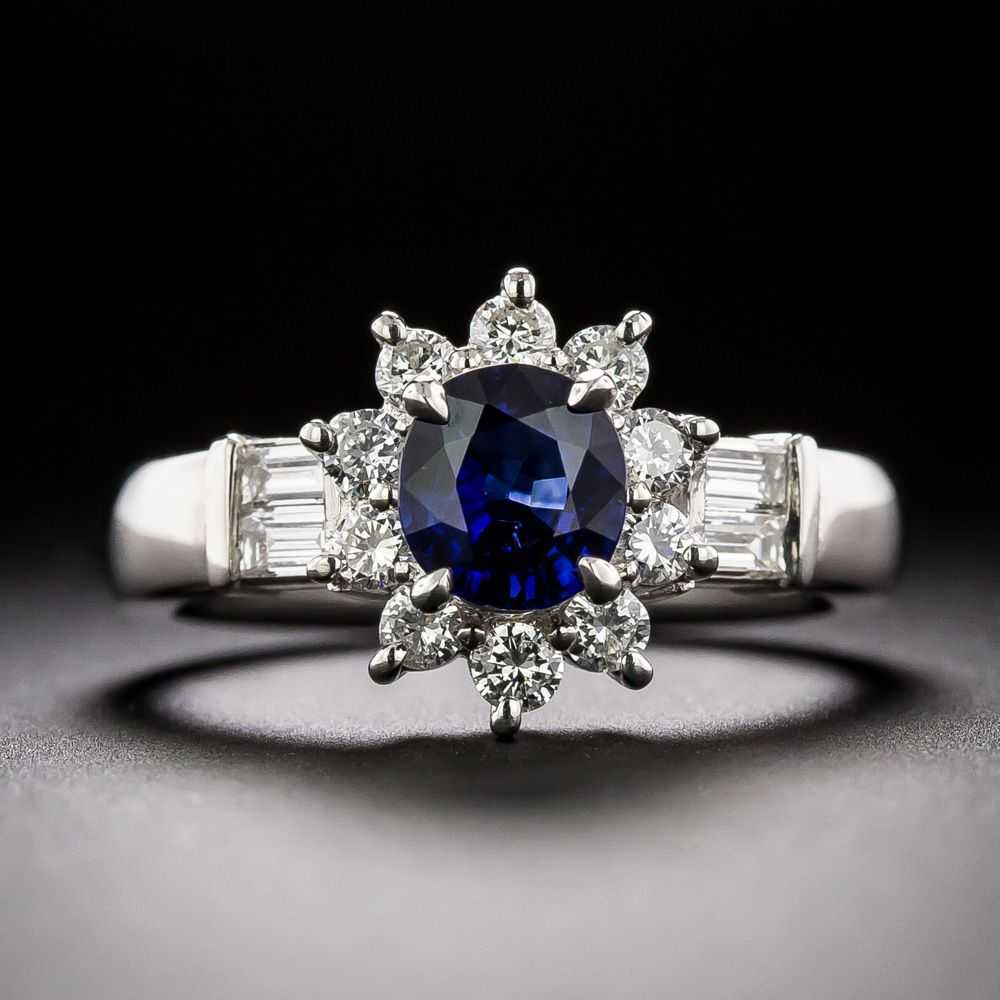 Estate 1.03 Carat Sapphire with Diamond Halo Ring - image 1