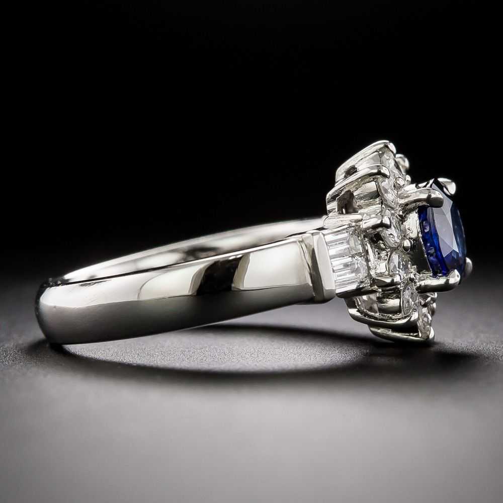 Estate 1.03 Carat Sapphire with Diamond Halo Ring - image 2