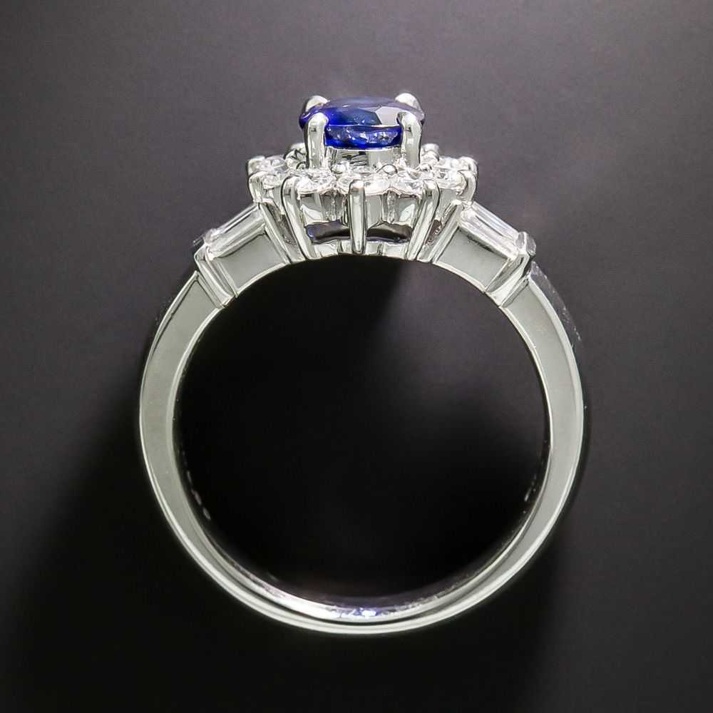 Estate 1.03 Carat Sapphire with Diamond Halo Ring - image 3