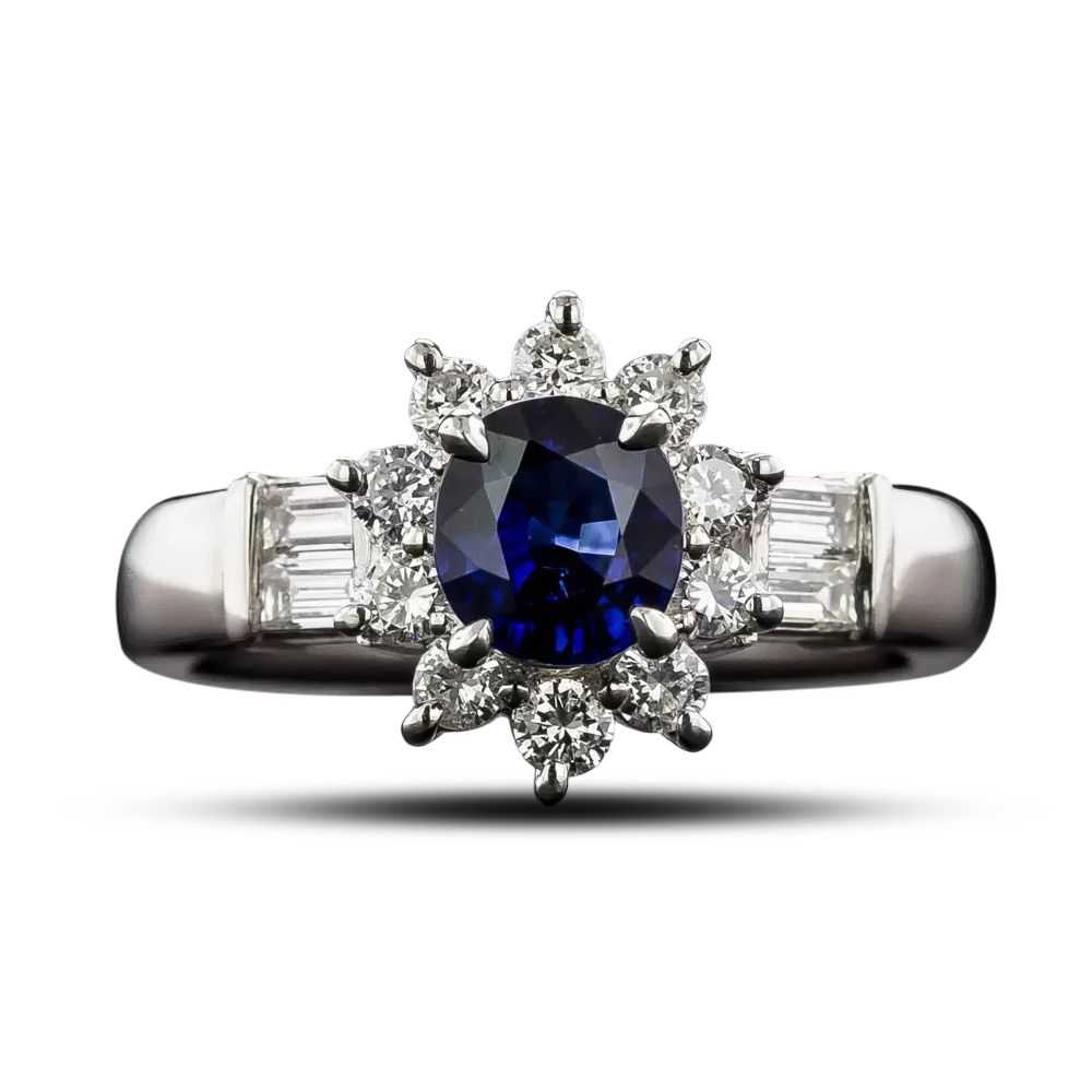 Estate 1.03 Carat Sapphire with Diamond Halo Ring - image 4