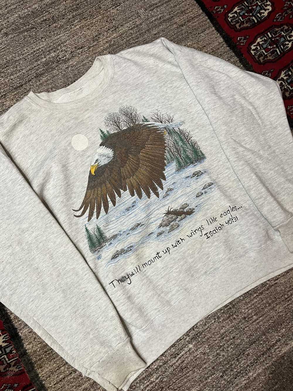 Made In Usa × Vintage 90s EAGLE BIBLE VERSE CREWN… - image 2