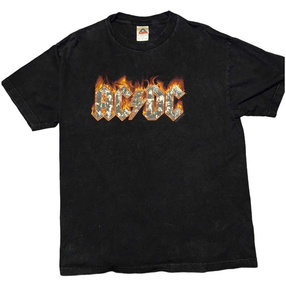 Ac/Dc Y2K AC/DC black flame logo Tee - image 1