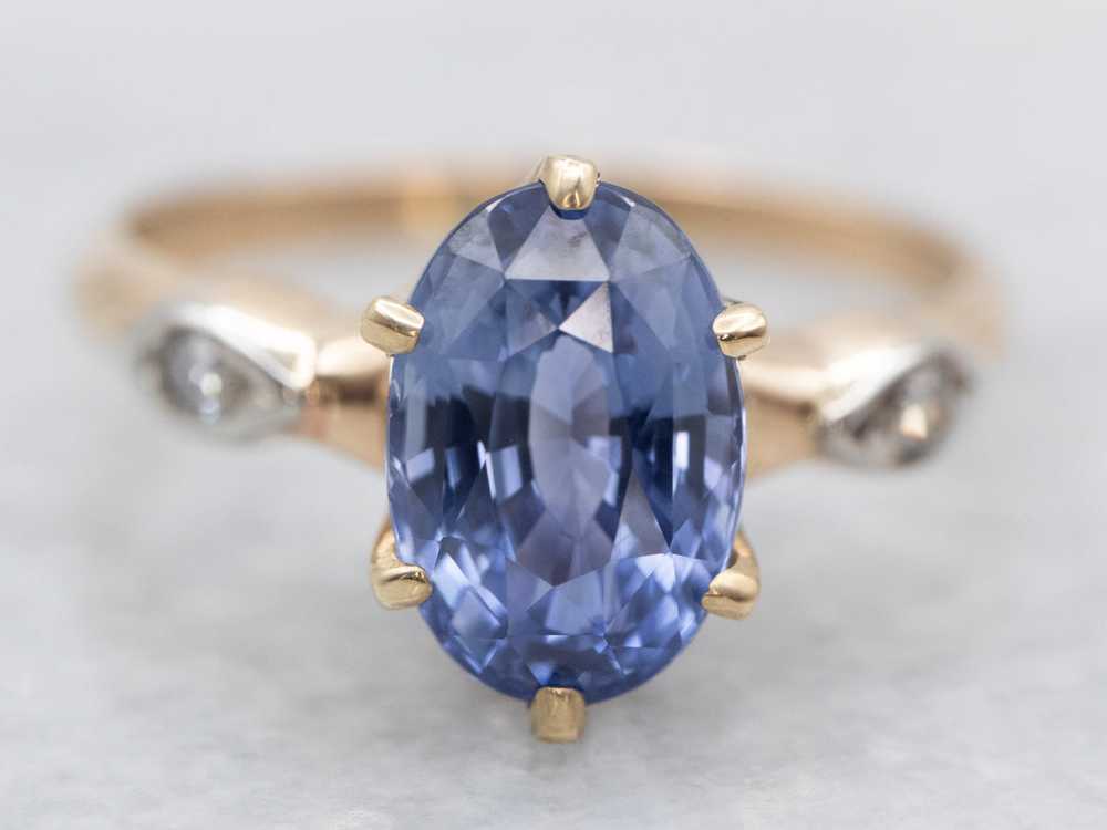 Periwinkle Sapphire and Diamond Ring - image 2