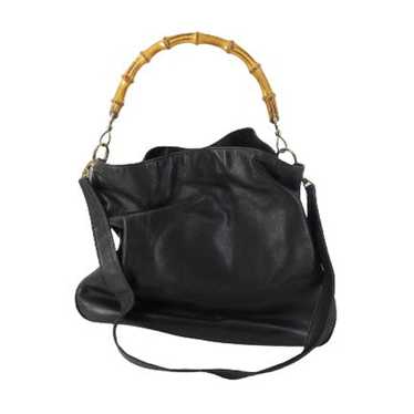 Authenticated Used Gucci bamboo handbag shoulder bag 2way 189867 black  leather ladies GUCCI 