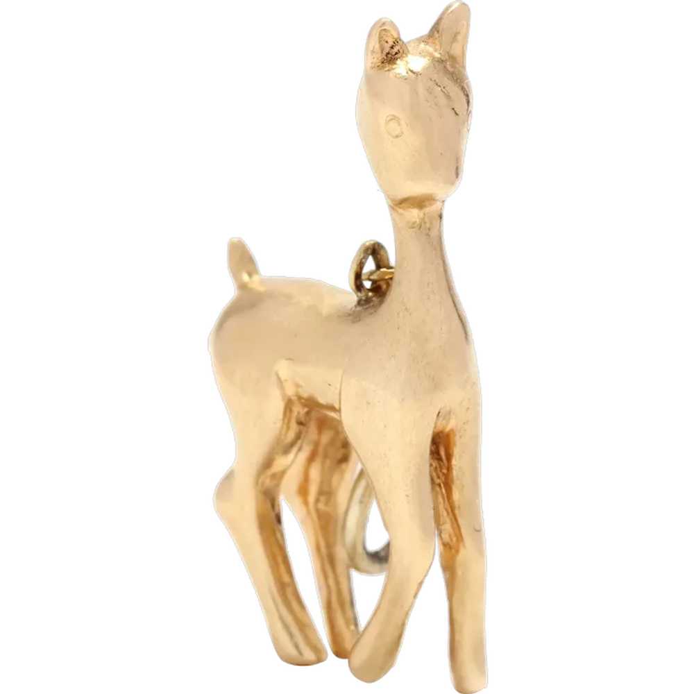Vintage 18KT Yellow Gold Solid Doe Charm, Length … - image 1