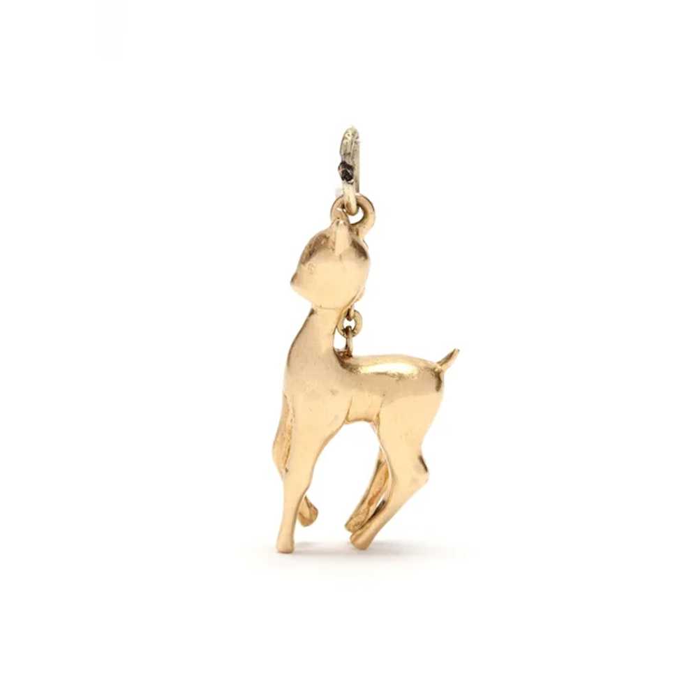 Vintage 18KT Yellow Gold Solid Doe Charm, Length … - image 2